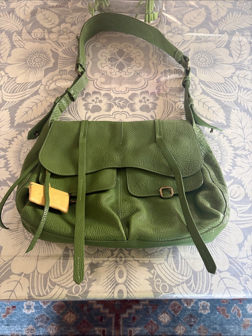 RADLEY LONDON Olive Green Pebbled Leather Shoulder Bag